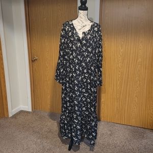 Old Navy XXL long dress black and white floral nwt